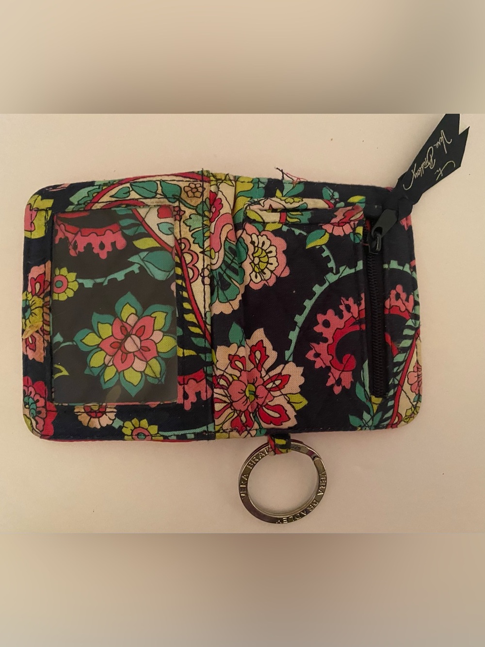Vera Bradley Small ID Wallet Petal Paisley Floral Mini Keychain Coin Multicolor - Picture 3 of 5
